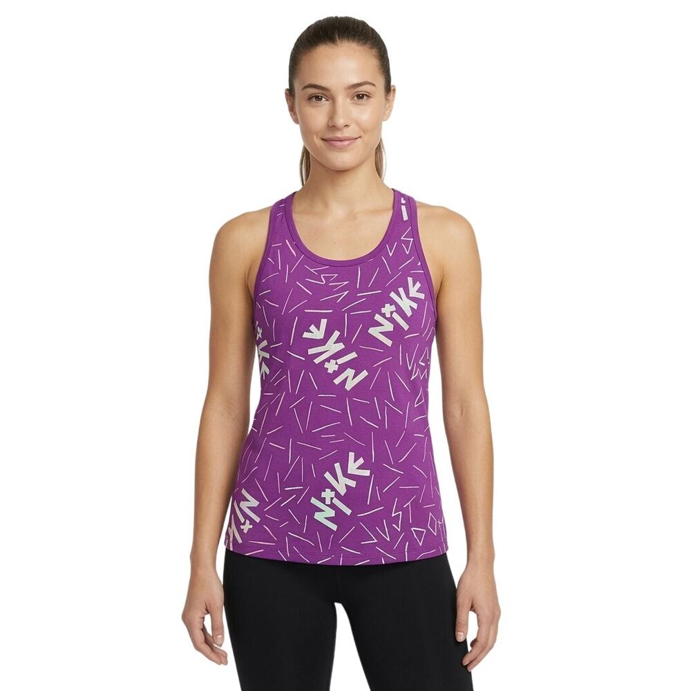 The Nike Tee Purple Allover Graphic Logo Athletic Racerback Tank Small